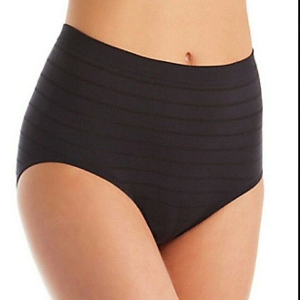 Bali Comfort Revolution Microfiber Brief Panty Black Stripe DF803J Size 8/9